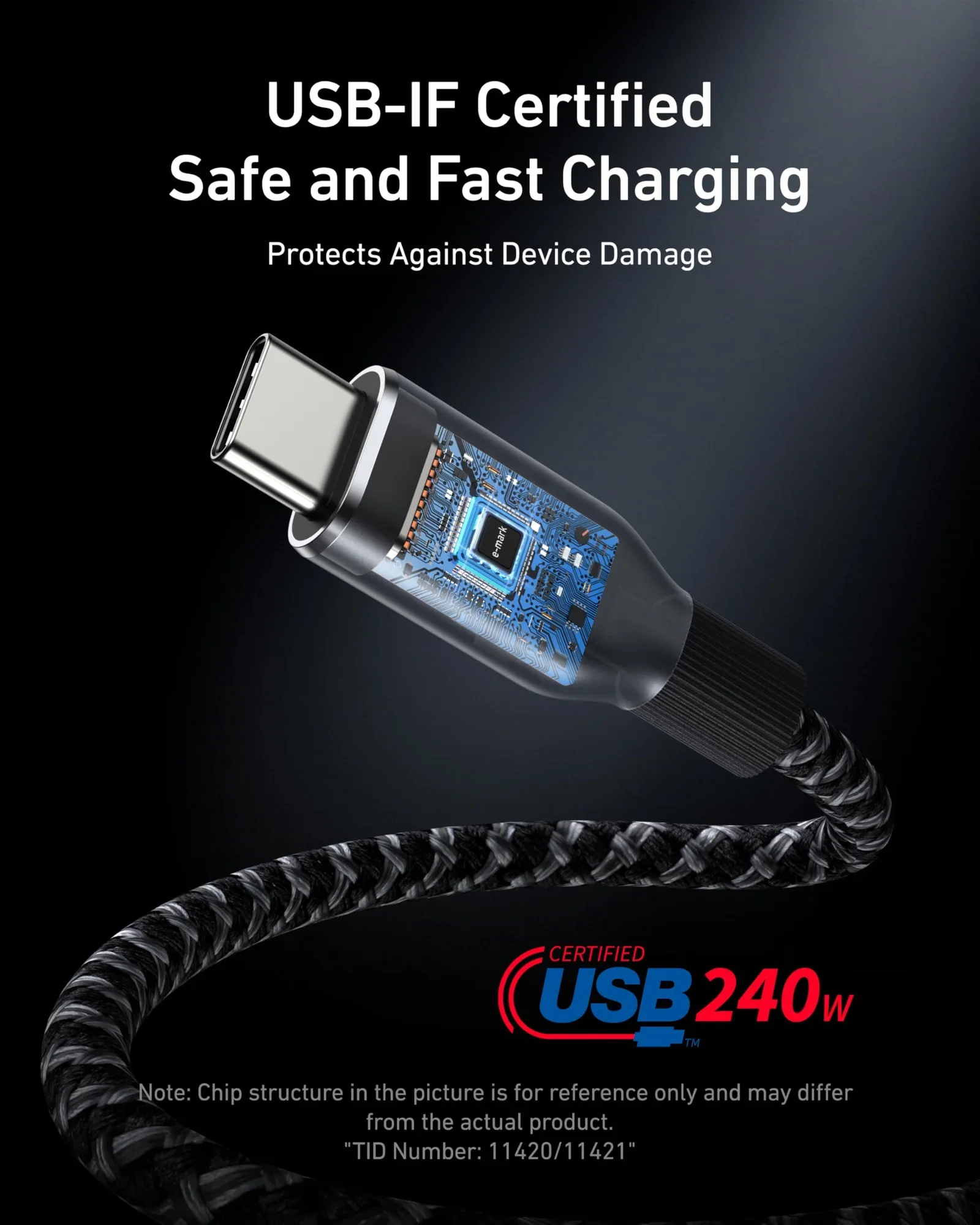 Anker Prime USB-C to USB-C Cable (240W, Upcycled-Braided, 6 ft) - Image 6
