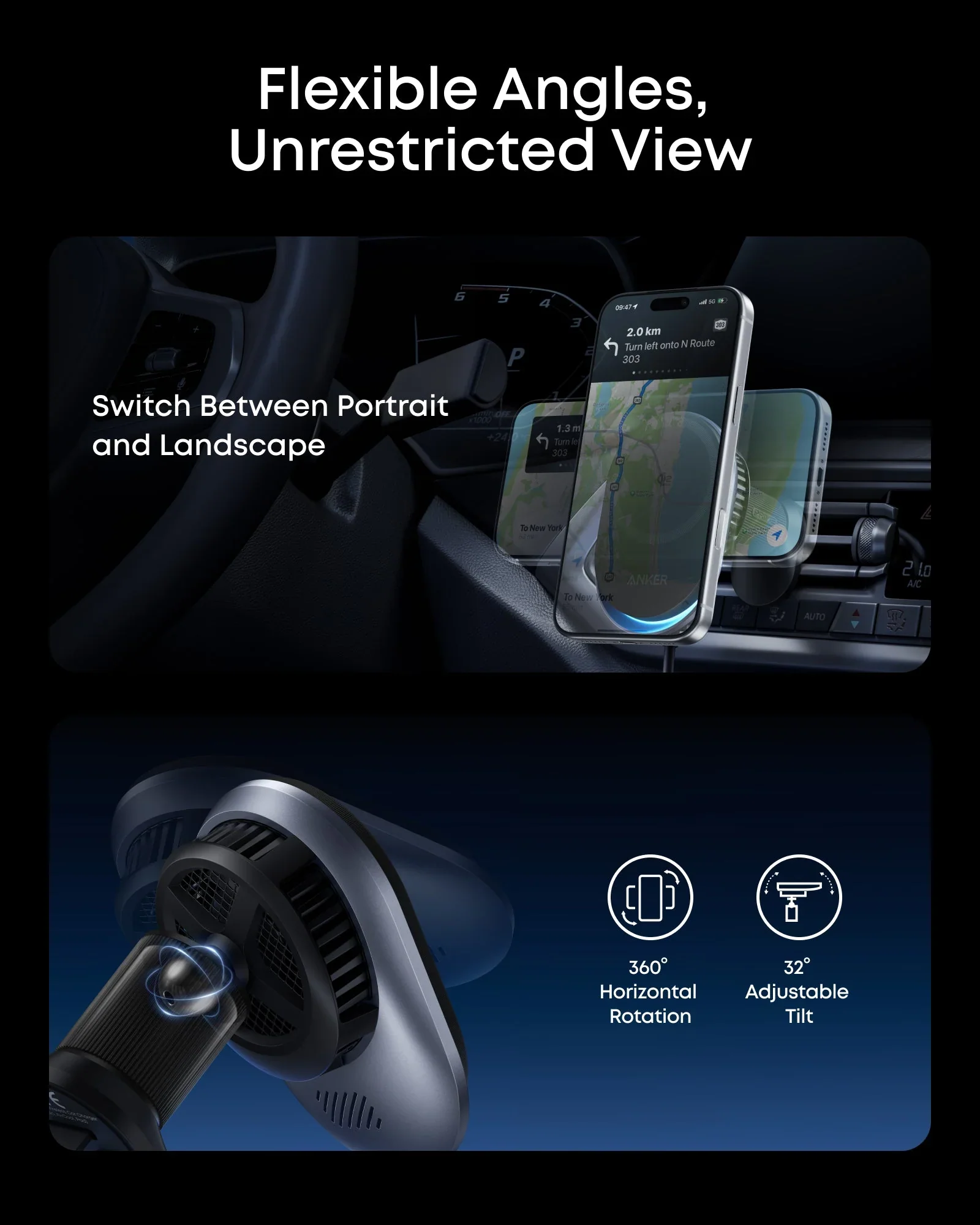 Anker Prime Wireless Car Charger (MagGo, AirCool, Pad) - Image 2