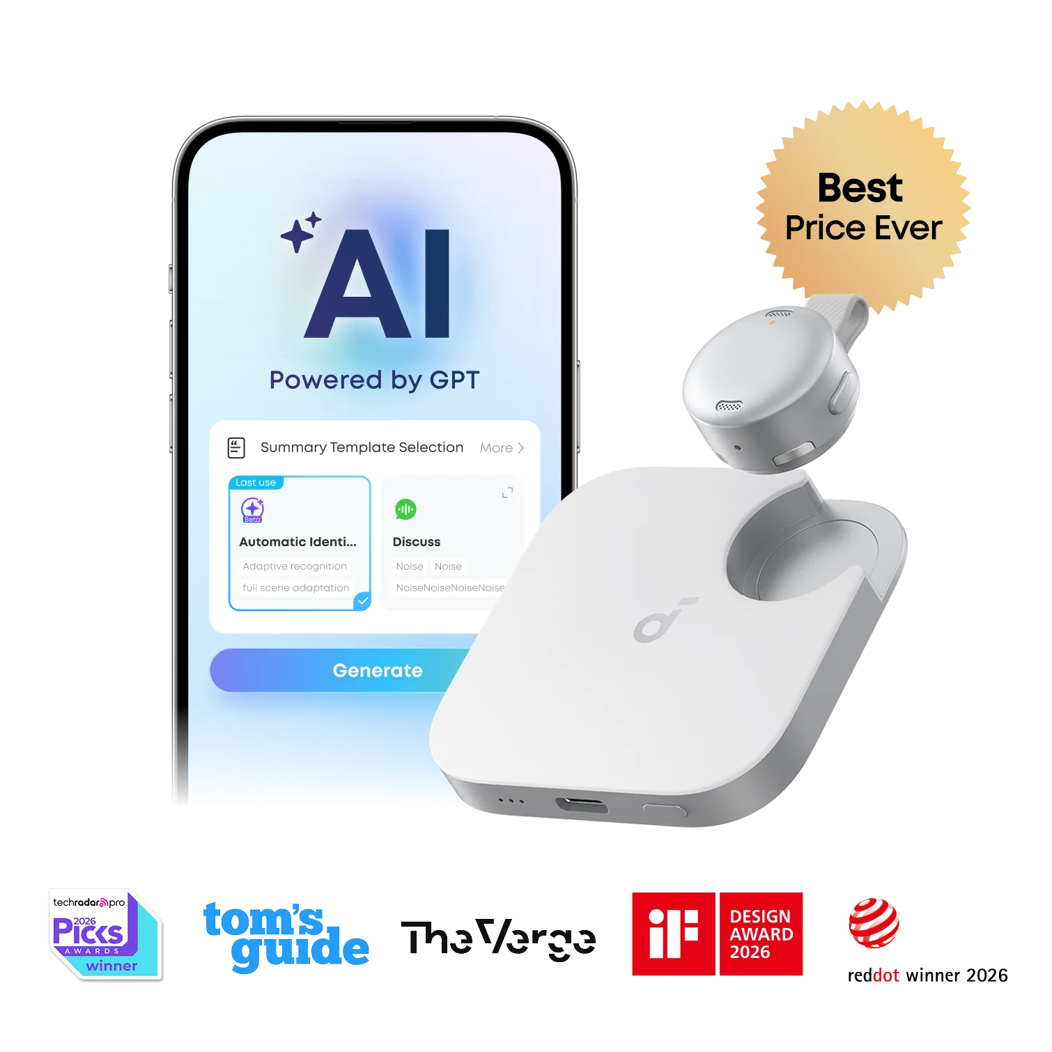 Anker soundcore Work | Coin-Sized Wearable Al Note Taker / Voice Recorder - Image 4